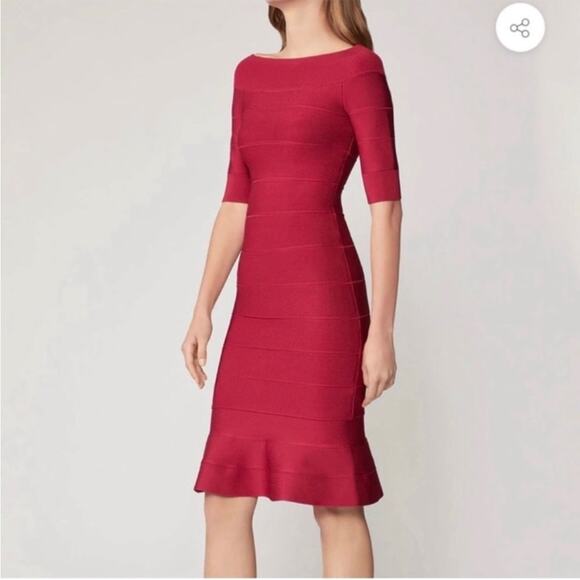 NWT Herve Ledger Cross Bandage Icon Dress In Dark Maroon Womens Size XXS - Picture 3 of 9